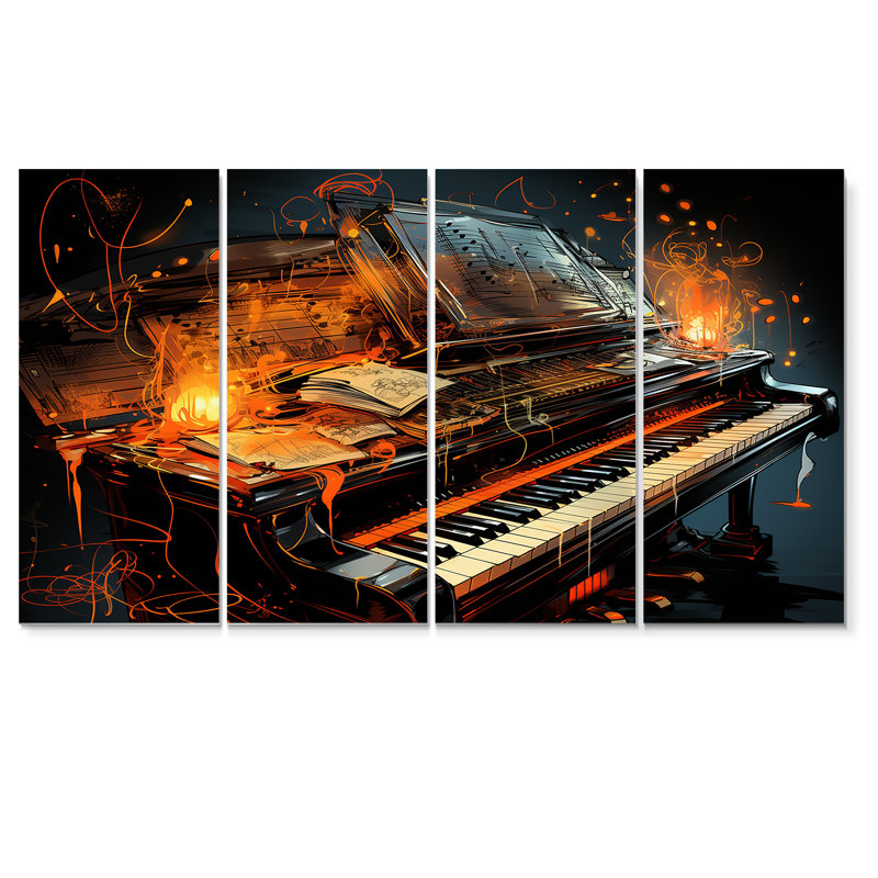 Athol - art mural piano pour le salon, 4 pièces, H 28 po x l 48 po