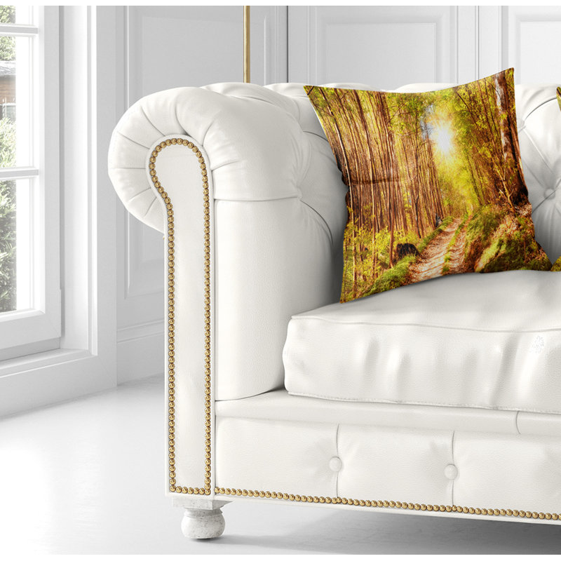Automne au Danemark - Coussin décoratif imprimé paysage, 16 po x 1 po, Carré