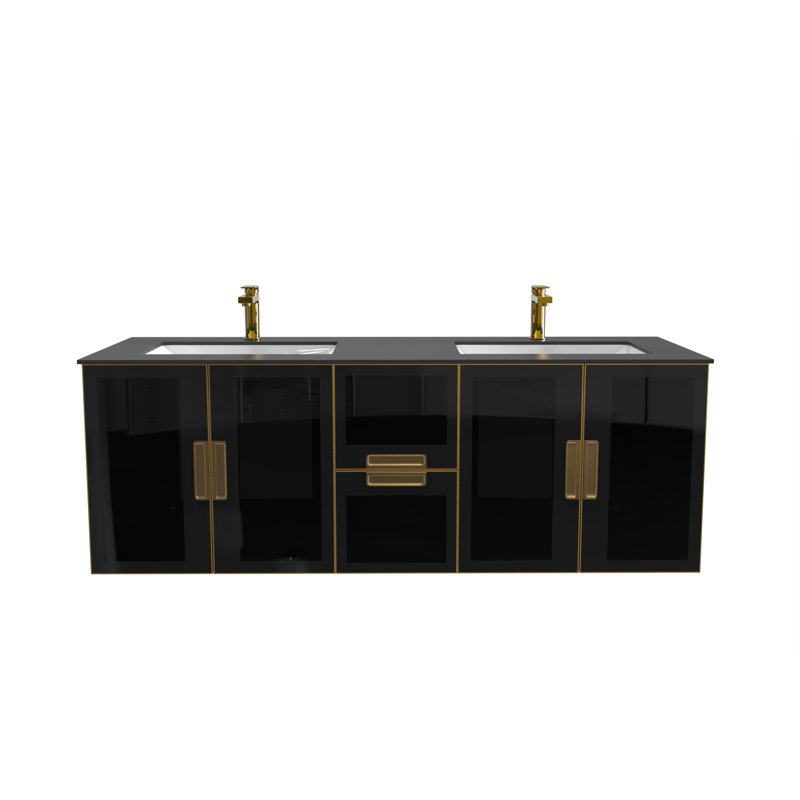 Ensemble de meuble-lavabo double 60 po Wyneken, Noir