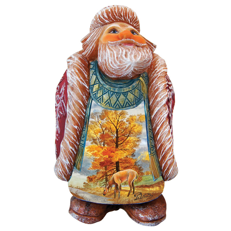 Derevo Illustrated Golden Santa Figurine