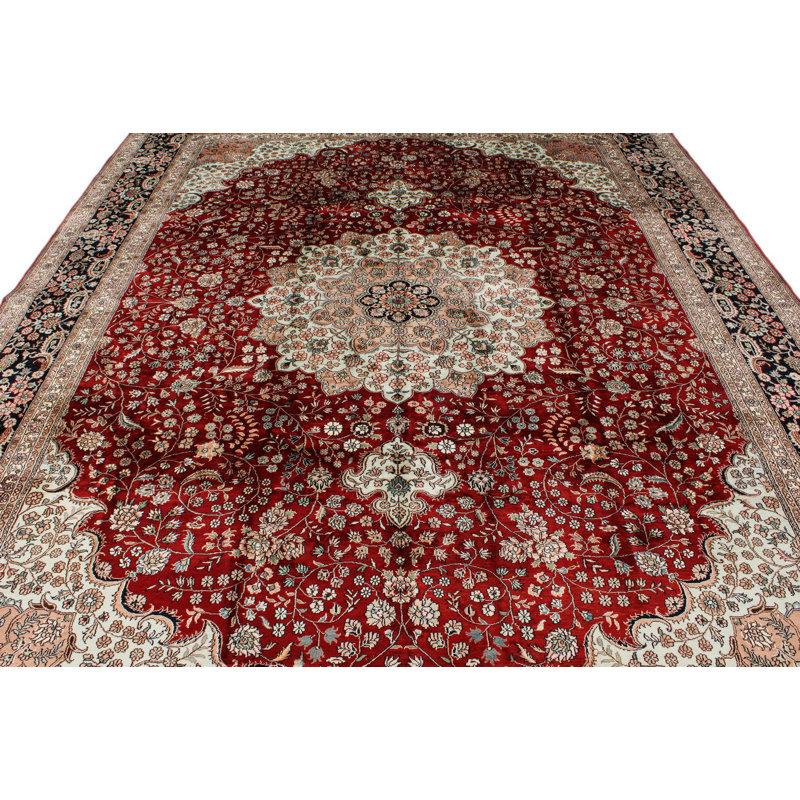 Tapis turc rouge et bleu marine 9 x 12