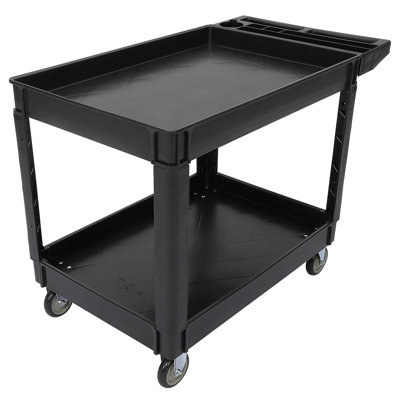 45×25 500lb Utility Service PP Cart Two-tier Heavy-duty Rolling Tool Cart on Wheels for Warehouse Garage and Cleaning Purposes