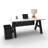 Serenity Modern A-Frame Executive Writing Office Desk, with Modesty and Cushion Top Mobile Storage, 66x30, White Top-2145429484-2145429481