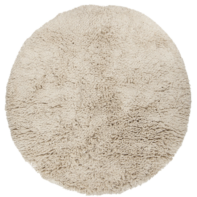 Leavitt Authentic Hand-Woven Neutral Wool Area Rug, Round 7'9"