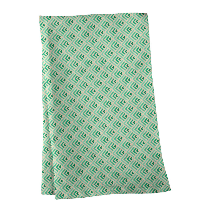 Torchon à motif géométrique inversé, Polyester sergé, sarcelle