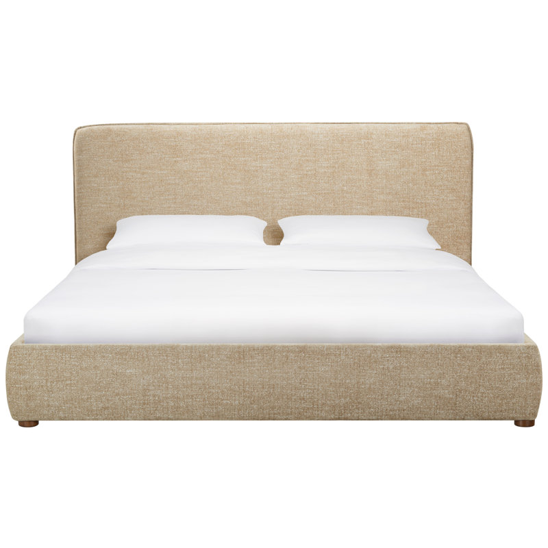 Callahan Upholstered Bed, Queen, Light Brown Velvet