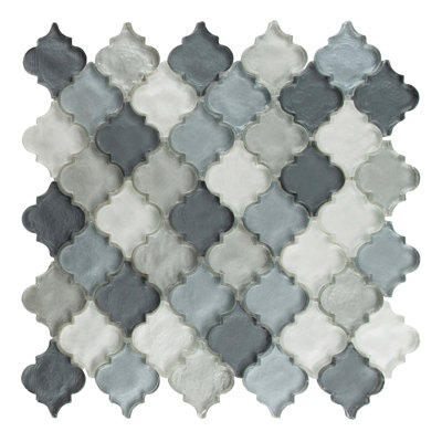 Grandio 2-in. Arabesque Polished Iridescent Glass Wall & Floor Mosaic Tile