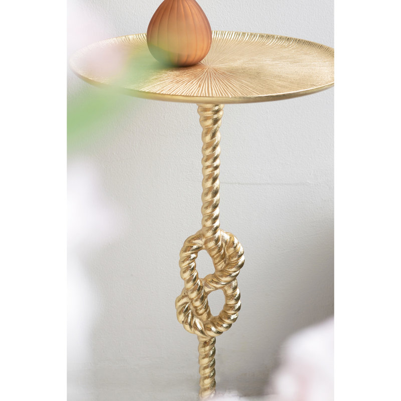 Table d'appoint dorée à nœud de corde avec base en marbre blanc, 5,8 kg, idéale pour les intérieurs de style transitionnel, 35 x 35 x 61 cm, peut servir de support à plantes