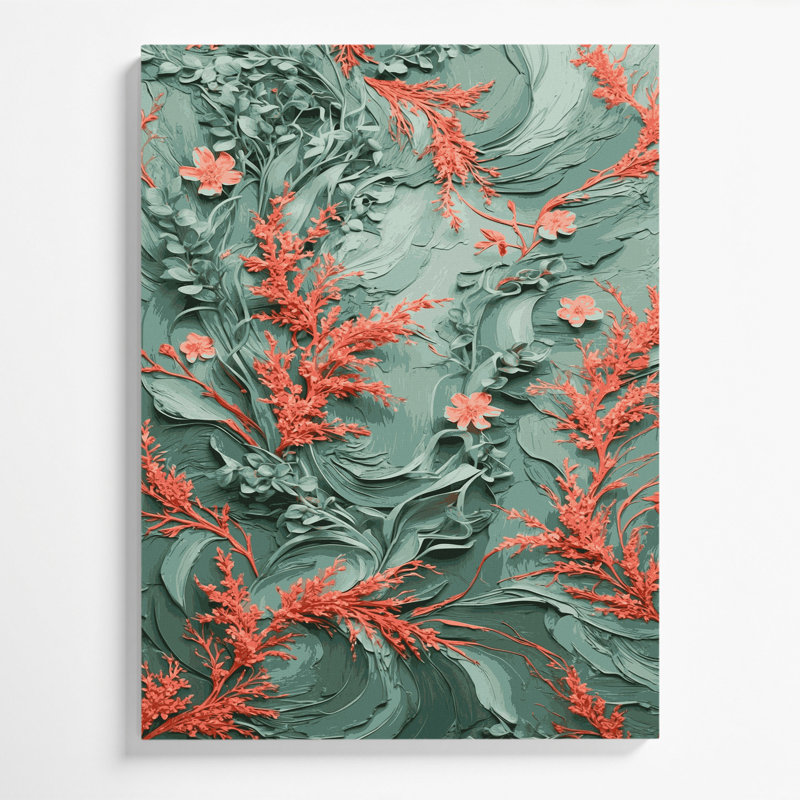 "Abstract Florals 73", art mural sur toile grise, H 14 po x l 11 po