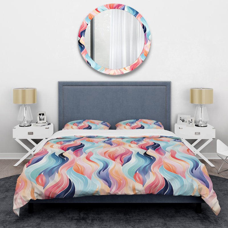 Ensemble de housse de couette Abstract Colorful Ikat Whirlwind Delight, Housse de couette pour très grand lit et 2 très