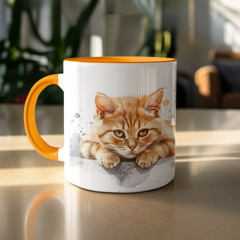 Ceramic Coffee Mug, 2, Orange