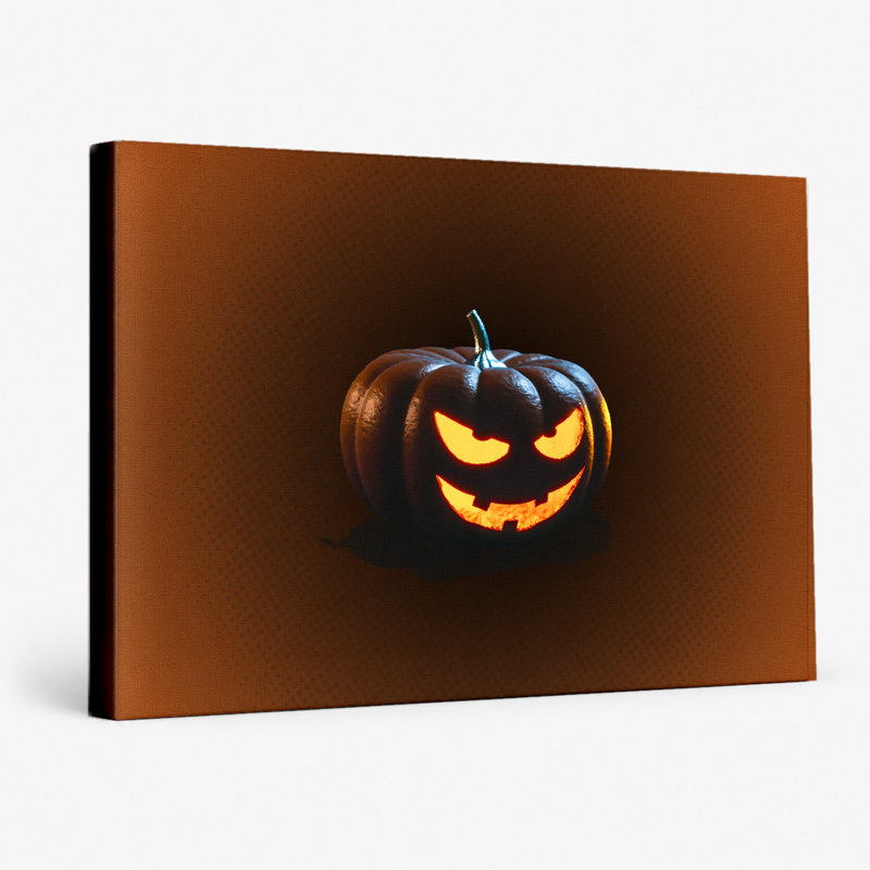 «Glowing Jack-o'-Lantern», art mural sur toile paysage, 18" W x 12" H