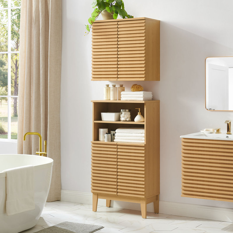 Render Bathroom Cabinet Set, Oak