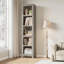 Bibliothèque étroite à 5 niveaux avec bibliothèque en bois rustique etagere rétro pour bureau à domicile, salon, chambre à coucher, gris