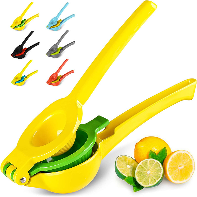 Zulay Kitchen Metal Lemon Squeezer Citrus Juicer Manual Press for Extracting the Most Juice, Yellow/Green