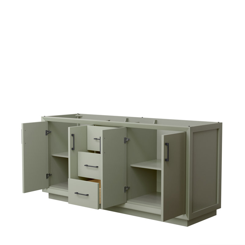 Strada 71'' Double Bathroom Vanity Base Only, Light Green/Black