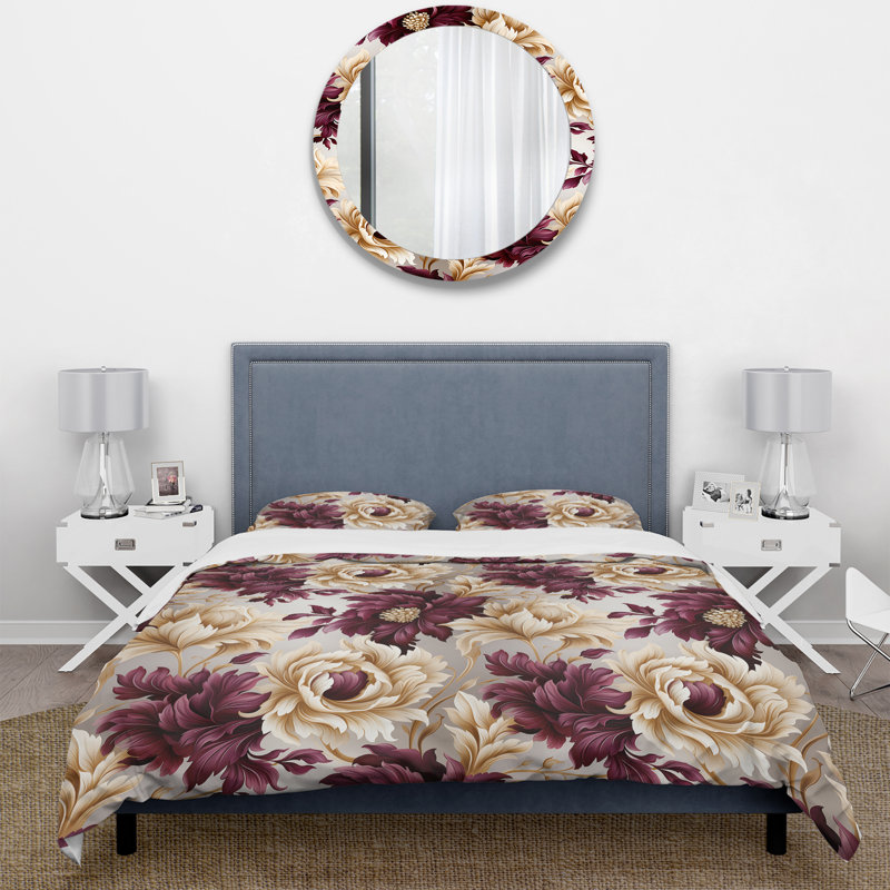 Ensemble de housse de couette Royal Victorian Flourish Victorian, Housse de couette pour grand lit et 2 taies décor