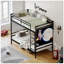Lit superposé avec échelle et lit superposé en métal à garde-corps haut, espace de rangement, silencieux, simple au-dessus de simple,