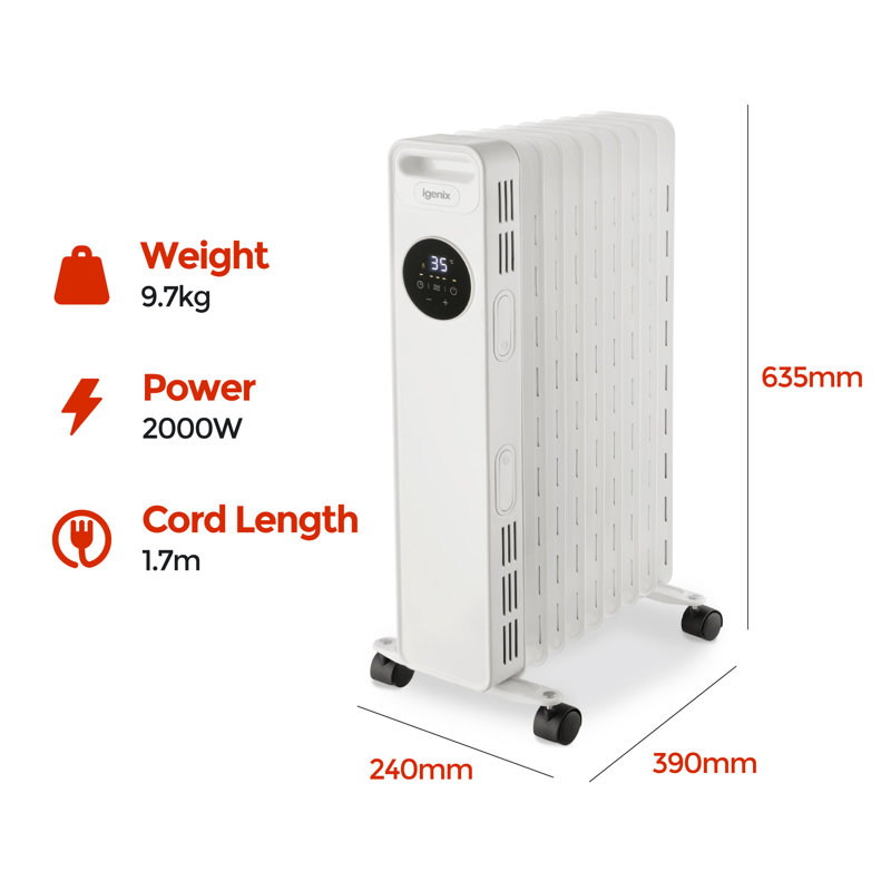 Igenix 2000W Digital Oil filled Radiator, White