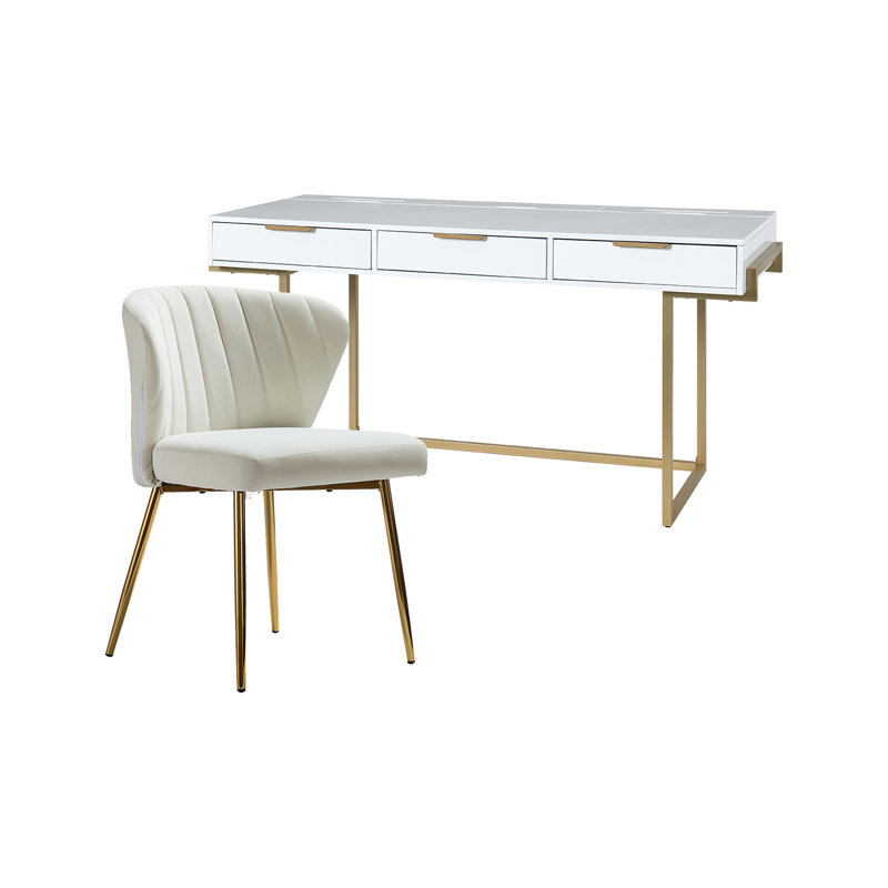 Ensemble de chaises de bureau 2 pièces Manning, Ivoire ivoire