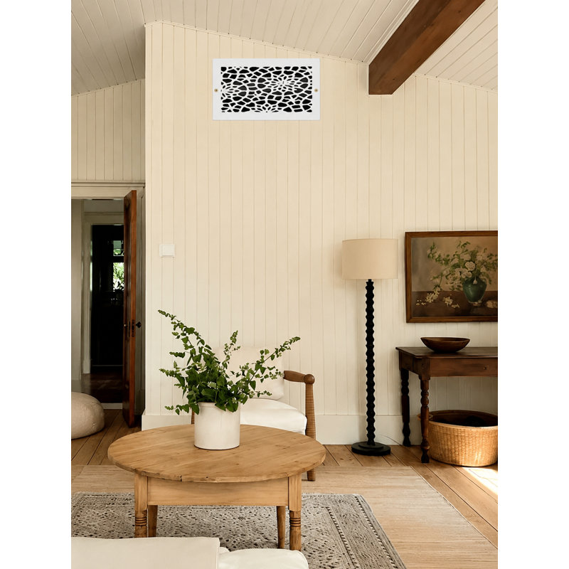 Registres muraux et de plafonds Stellar Air White - 8 x 16 (ouverture de conduit) 10 x 18 - Floral, 16" L x 8" W x 0.25" H