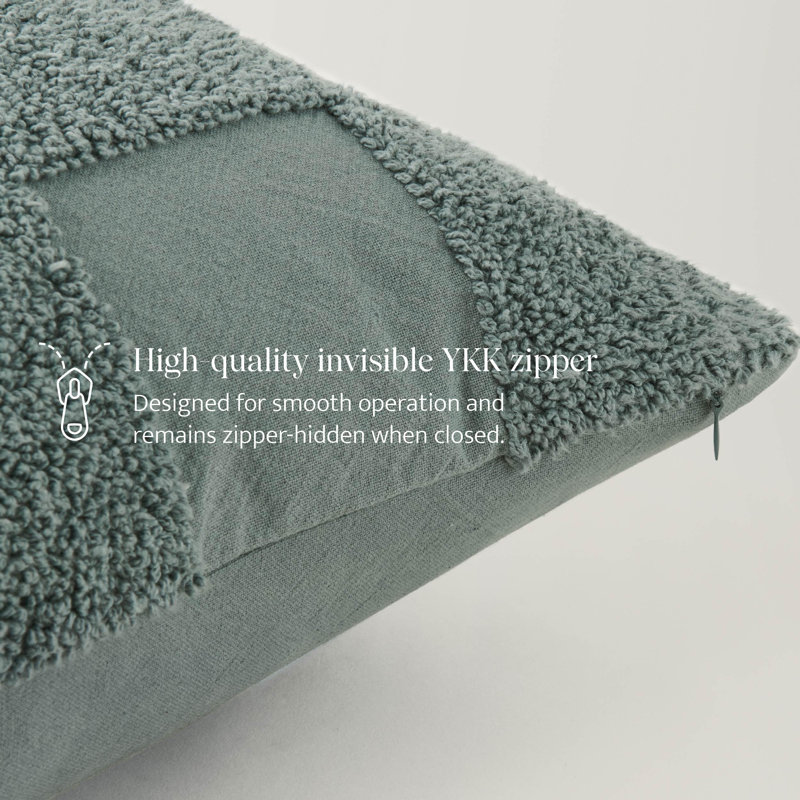 Housses de coussin décoratives touffetées à deux points 100% coton, Vert chinois