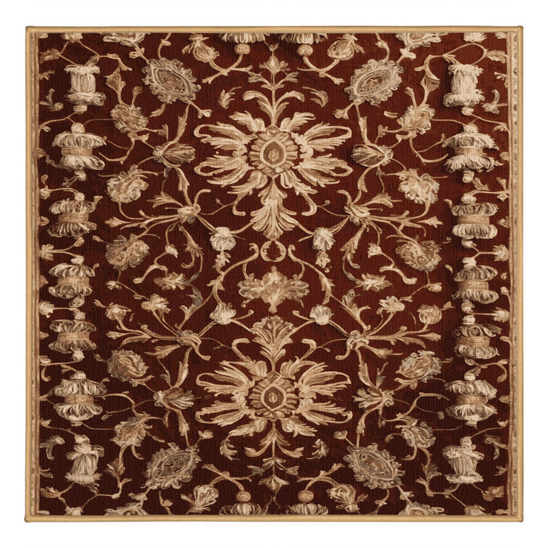 Tapis brun français lavable à la machine, Carré 7 pi