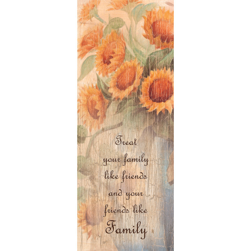 Family Sunflowers - Painting Print, 46cm H x 30cm W, Black Floater Framed