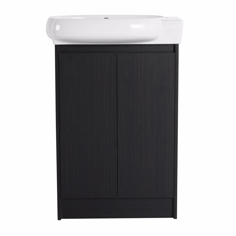 Meuble-lavabo autoportant de 23 po avec lavabo et portes à fermeture douce, Noir