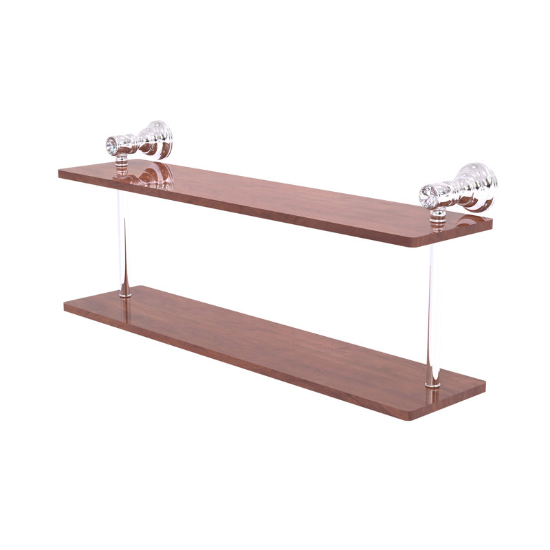 Freyja 2 Piece Ironwood Tiered Shelf with Towel Bar, 5.6" H x 22" W x 9.2" D, Polished Chrome
