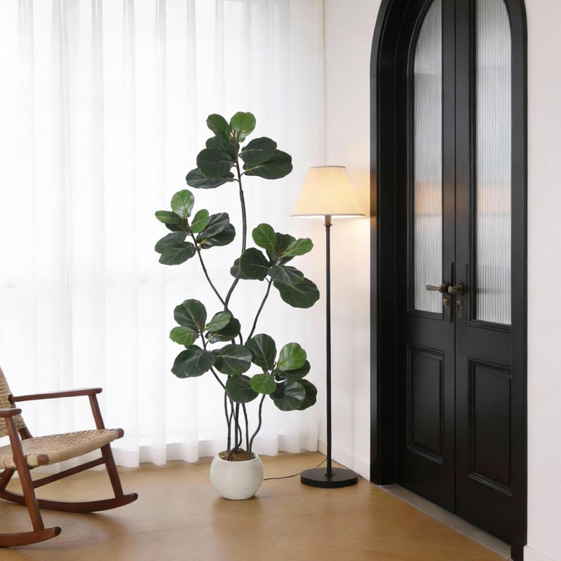 Figuier figuier artificiel 5/6 / 7FT en pot de fleurs blanc, faux arbre d'intérieur réaliste pour la maison et le bureau