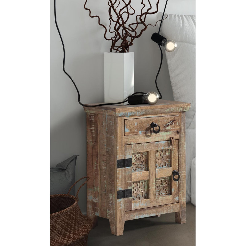 51cm W Solid Wood Bedside Table, Left