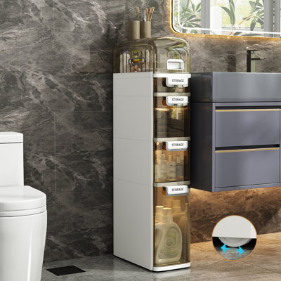 4-Drawer Narrow Slim Storage Cart Bathroom Storage Cabinet Mobile Storage Organizer
