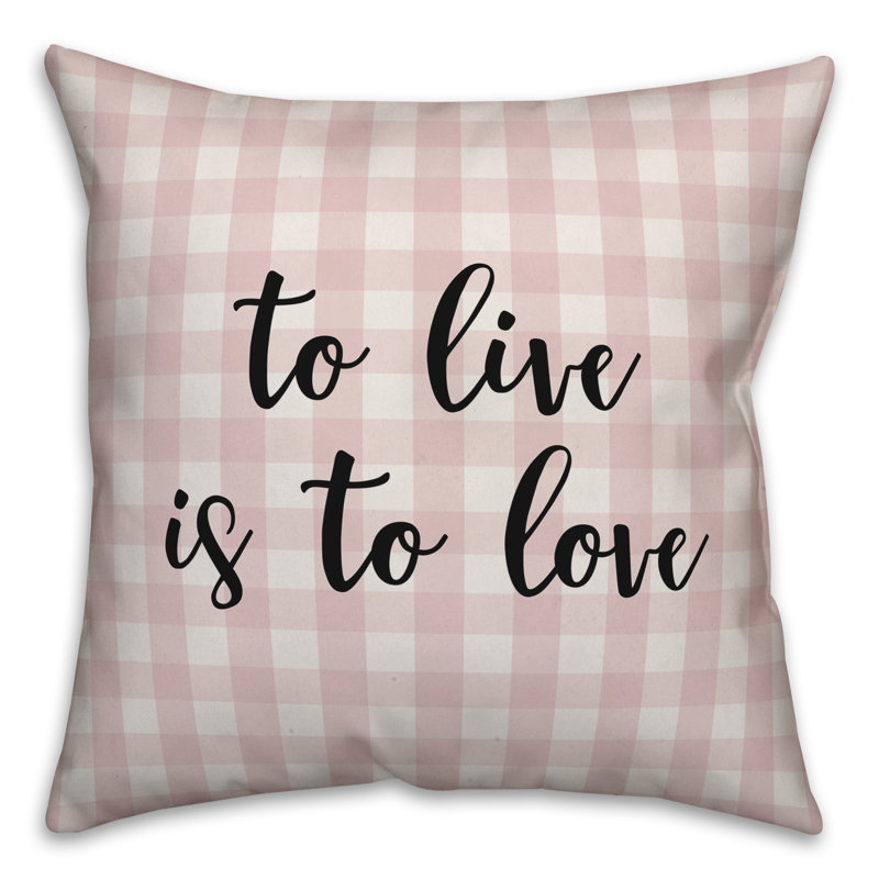  Coussin 16 po To Live is To Love Plaid, Rose / Noir, Coussin décoratif
