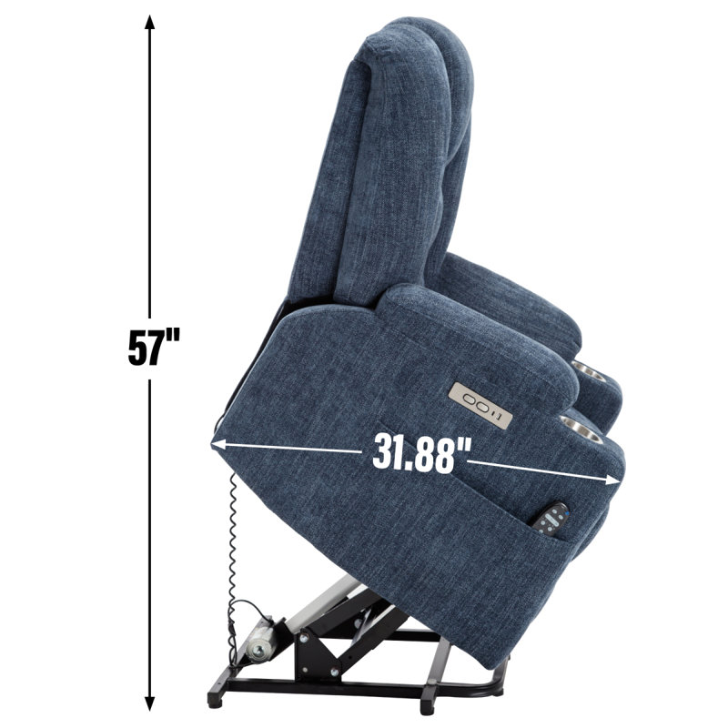 Power Lift Recliner Chair With Massage And Heat For Elderly, Overstuffed Wide Recliners, Heavy Duty Motion Mechanism With USB And Type C Ports, 2 Steel Cup Holders
