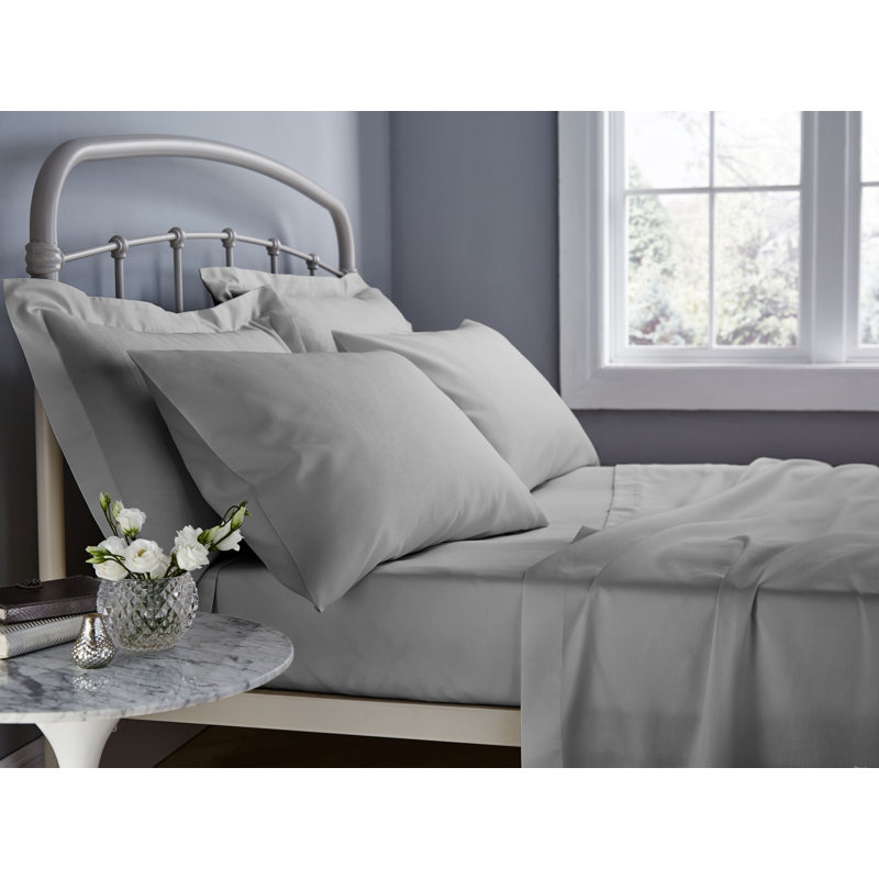 Broadbent Cotton Blend Sateen Fitted Sheet, Grey, Super King (6')