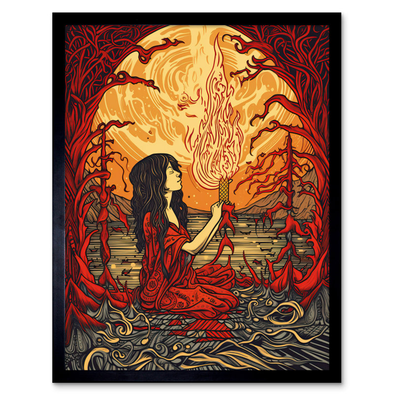Behre Red Witch Concept Fire Priestess Nouveau - Single Picture Frame Print