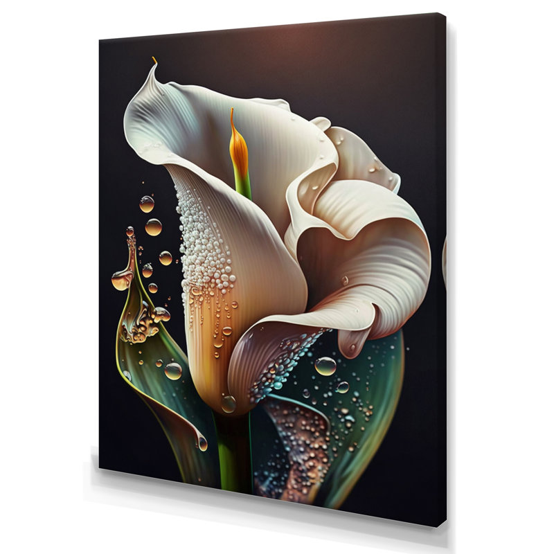Fleur de lys Calla Gren et blanc II - art mural Lily, H 32 po x l 24 po x P 1 po, Toile tendue