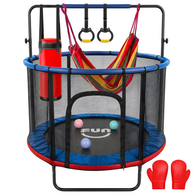 Mini ensemble de trampoline Funseek, trampoline de divertissement tout-en-un, portant 132 lb, bleu et rouge