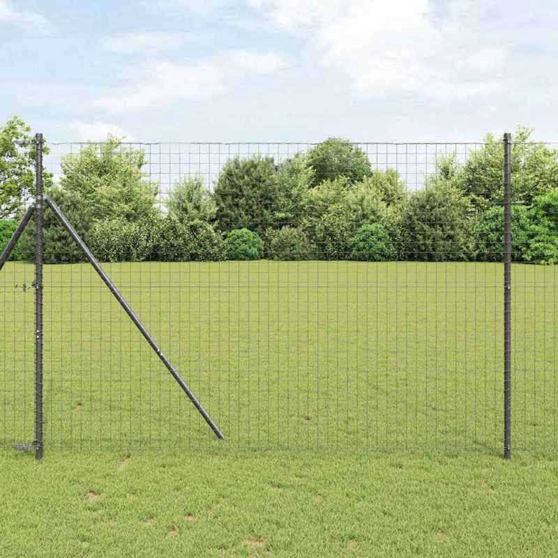 Fence Posts Manual 7 Pcs Galvanised Steel, Grey, 200cm H x 3.2cm W x 3.2cm D