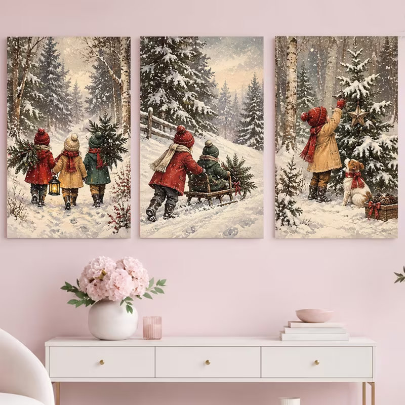 3 Piece Wrapped Canvas Wall Art, 75cm H x 50cm W