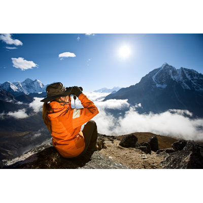 Woman Is Looking Through Binoculars by Hadynyah