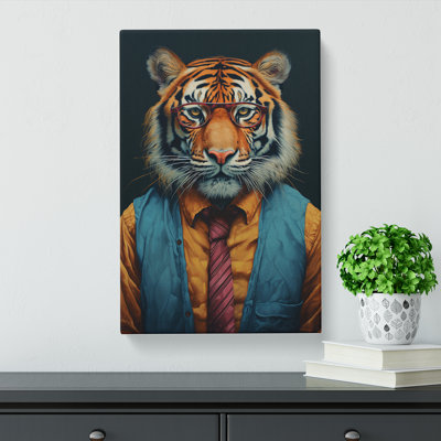 Tiger With Glasses - Wrapped Canvas Print