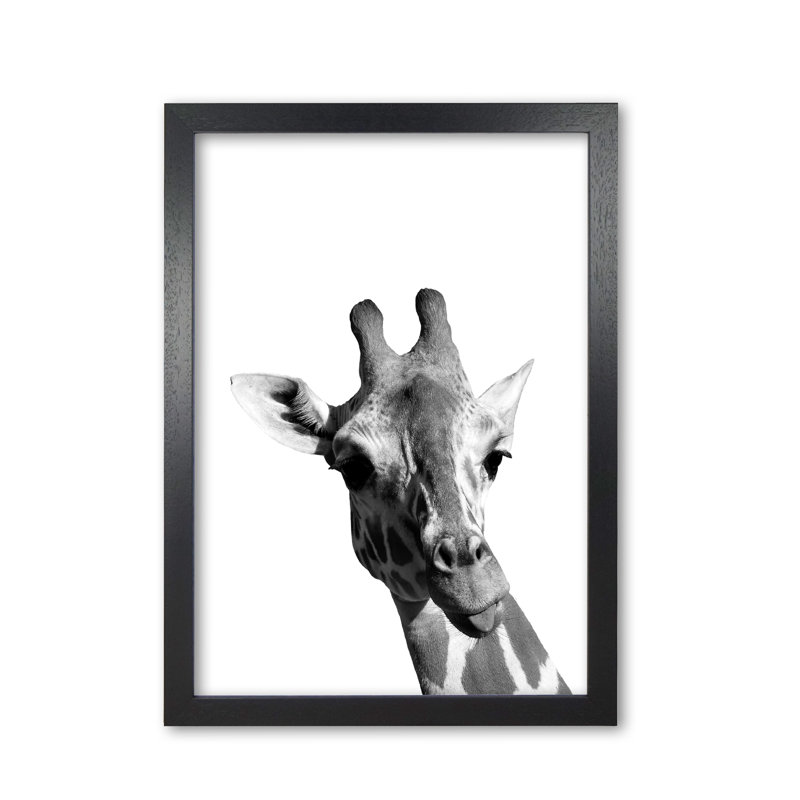 Giraffe - Print, Black Grain Frame, 85 cm H x 60 cm W x 5 cm D
