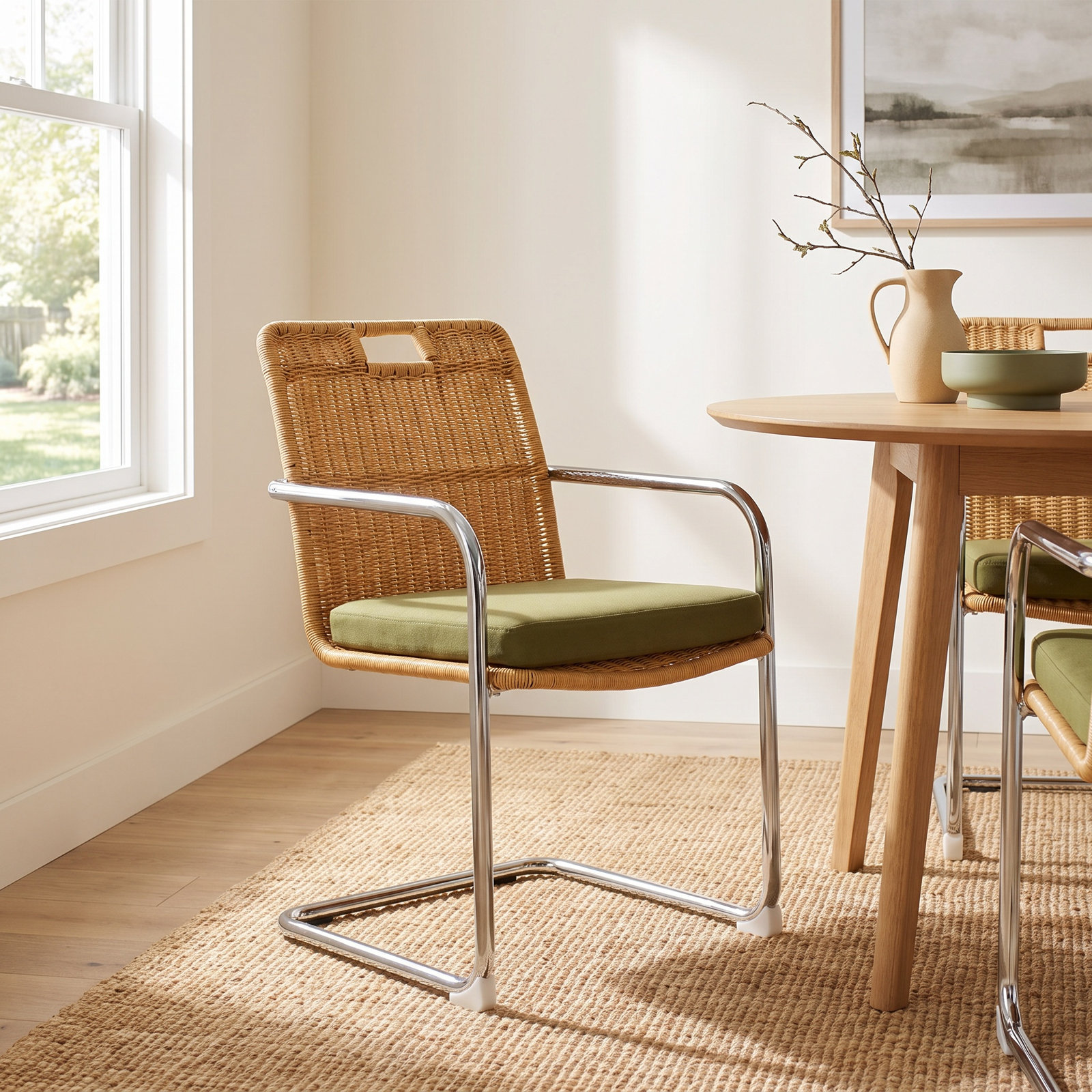 Liesbeth Linen Armchair, Olive/Natural