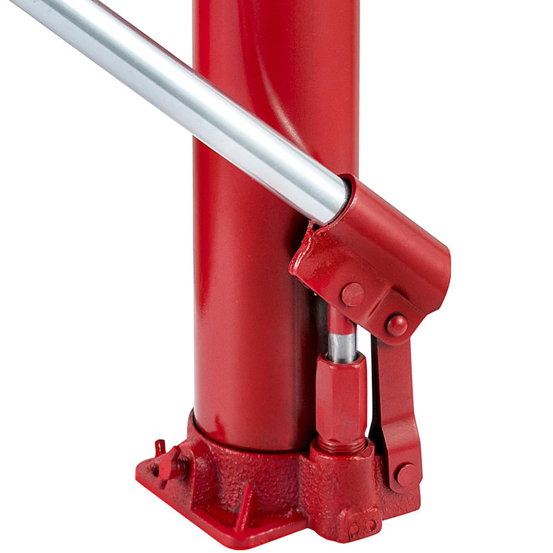 Hydraulic Long Ram Jack, 25" x 5.5" x 4.7", Steel, 1 Piece, Long Ram Jack with Flat Base, Red, 4 Tonne 8818 lbs Capacity with Single Piston Pump