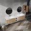 Meuble-lavabo mural moderne avec lavabo et armoire latérale, parfait pour les solutions de rangement élégantes et efficaces