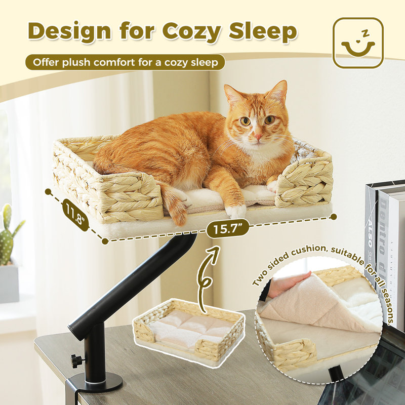 360° Rotating Rattan Desktop Cat Hammock