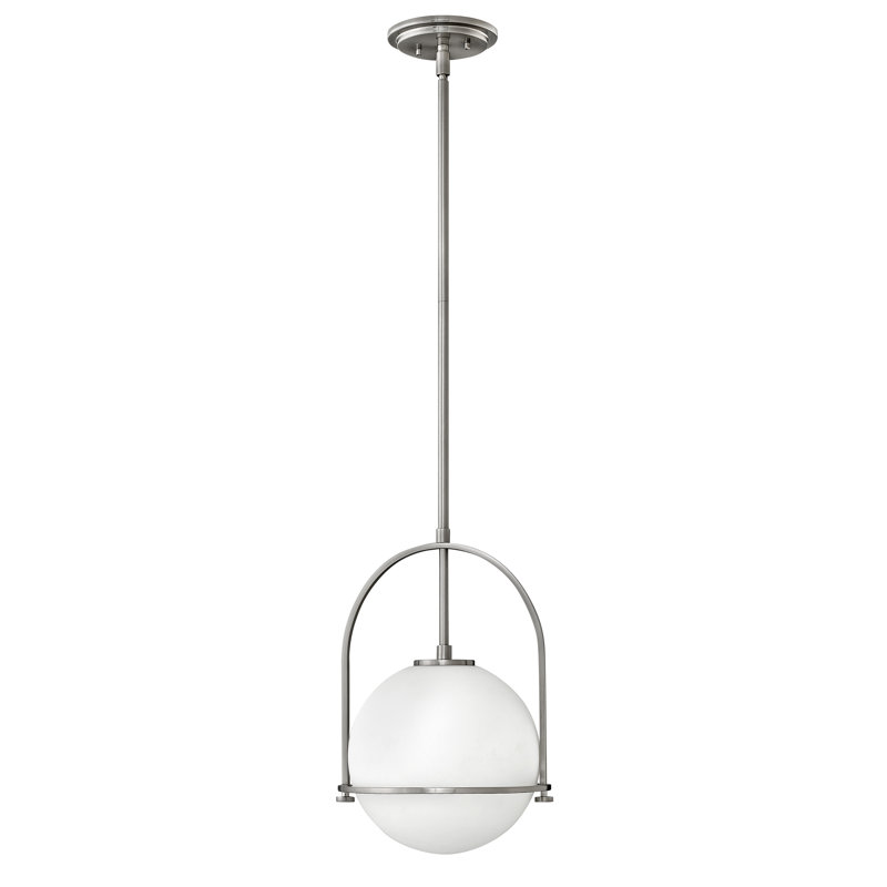 Luminaire suspendu Arie avec abat-jour sphérique, H 17 po x l 11,5 po x P 11,5 po, Nickel brossé