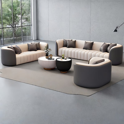 Four-Piece Set Grey Sofa Modern Waiting Room Sets  Reception Set